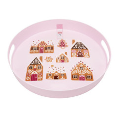 Plateau rose motif noel d26cm