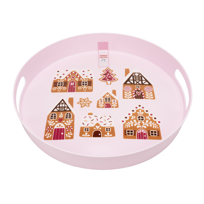 Plateau rose motif noel d26cm