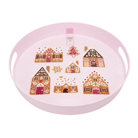 Plateau rose motif noel d26cm