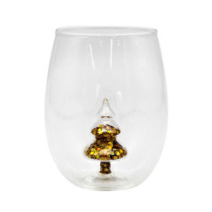 Verre bas avec figurine sapin 3d