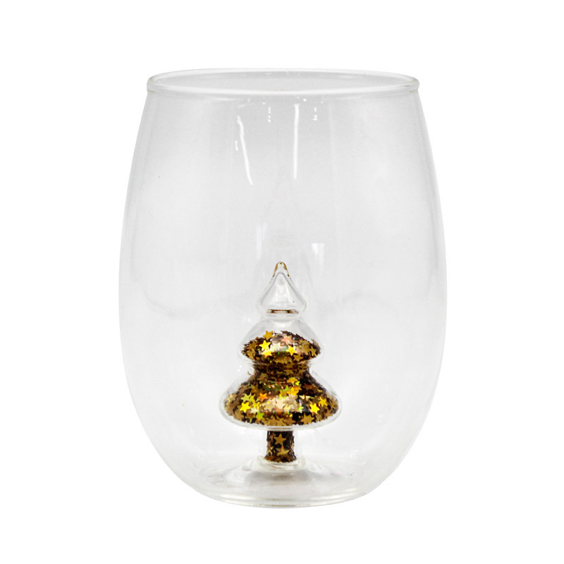 Verre bas avec figurine sapin 3d