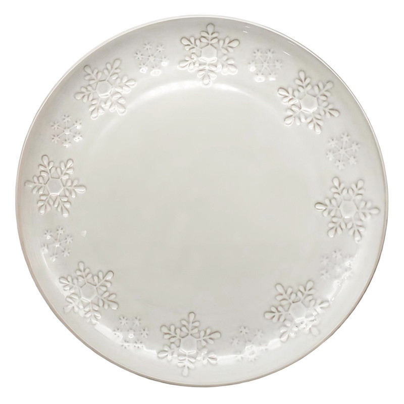 Assiette plate blanche flocon