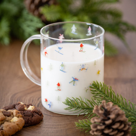 Mug en verre motif ski