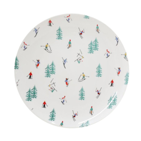 Assiette plate motif ski d26.5cm