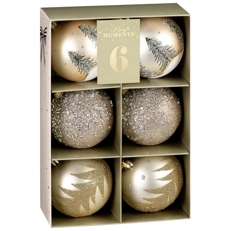 Pack 6 boules noel luxe champagn