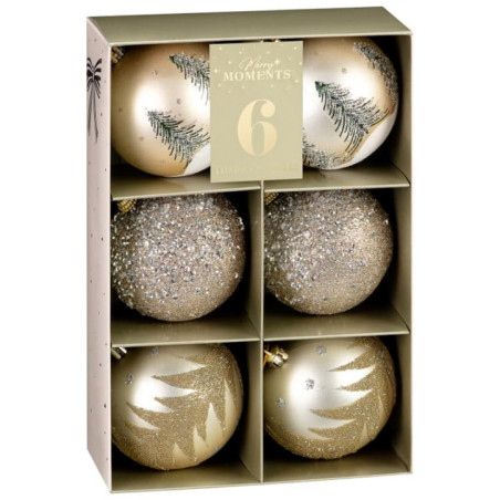 Pack 6 boules noel luxe champagn