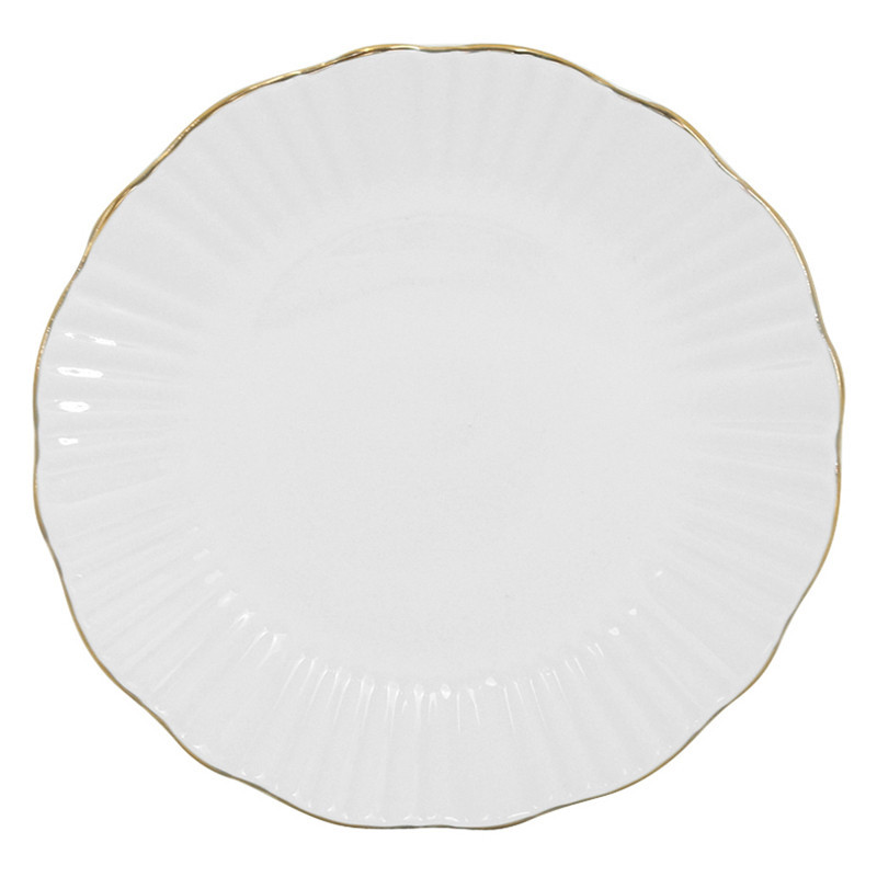 Assiette plate blanche embossee