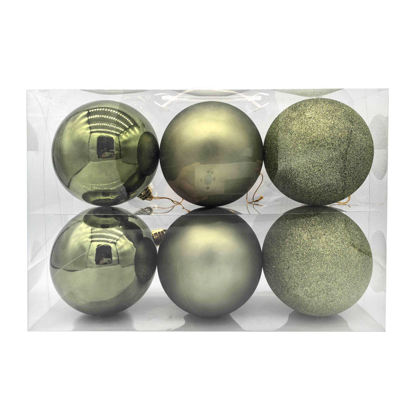 Pack de 6 boules 15cm vert