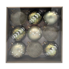 Pack de 9 boules 10cm vert