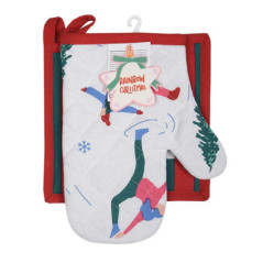 Lot de 2 maniques motifs ski