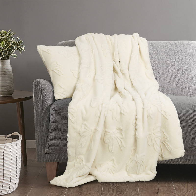 Plaid ruban 130x160cm blanc