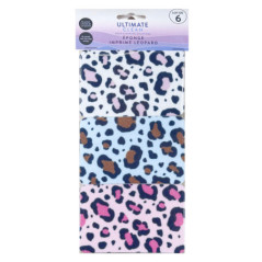 Eponge imprimee leopard  x6