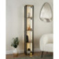 Etagere lampe effet bois fonce /