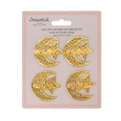 Lot de 4 ronds de serviette dore