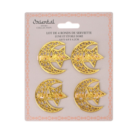 Lot de 4 ronds de serviette dore