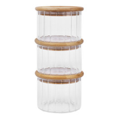 Bocal + couvercle en bambou x3
