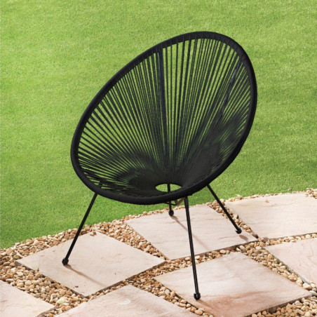 Fauteuil exterieur cordage noir