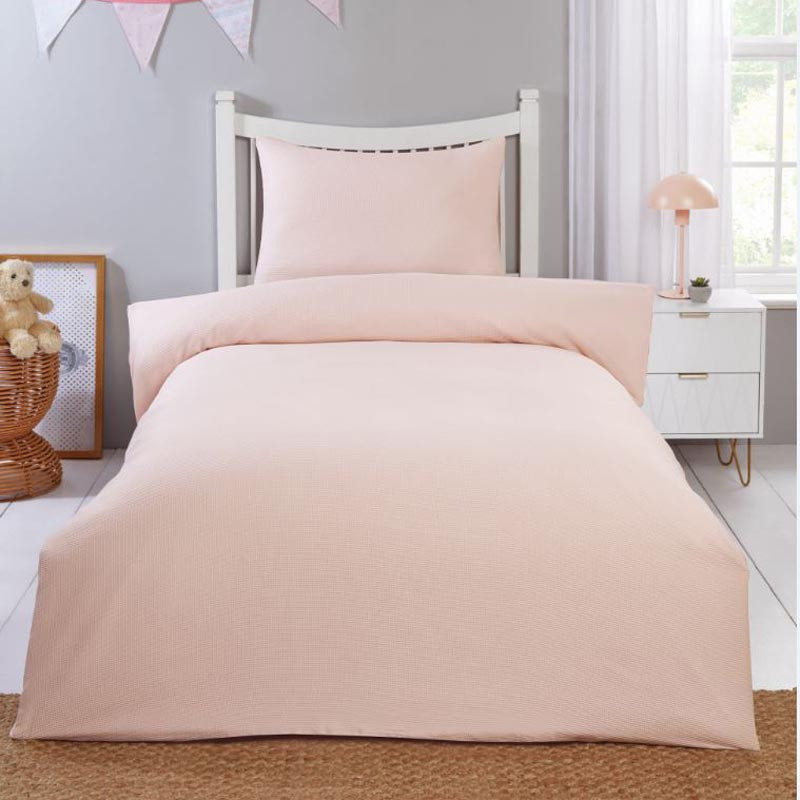 Parure gaufree 140x200cm  rose