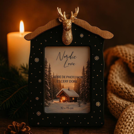 Cadre de photo noir et cerf dore