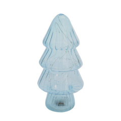 Sapin verre bleu led h16cm