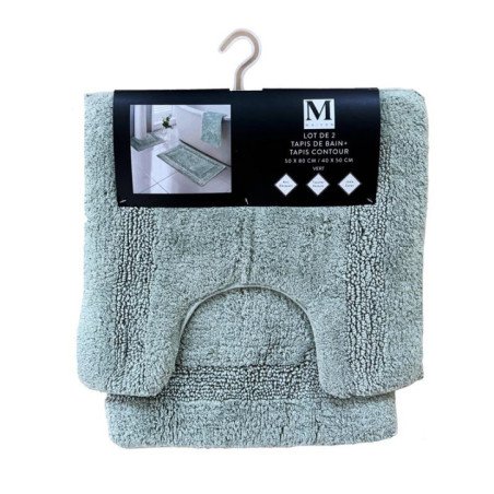 Lot x2 tapis de bain sauge