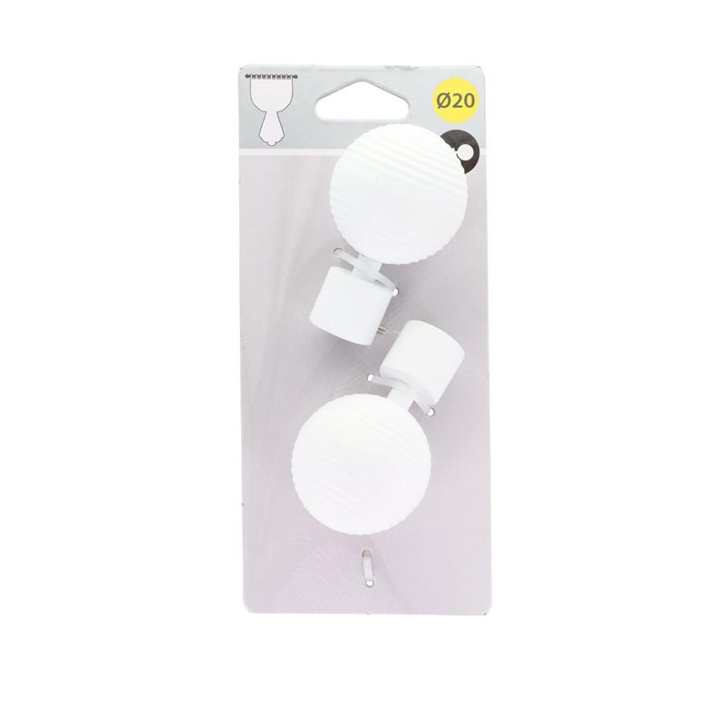 Embout globe d20 x2 - blanc mat