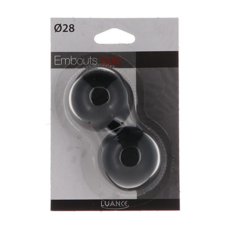 Embout boule x 2 d28 - noir mat