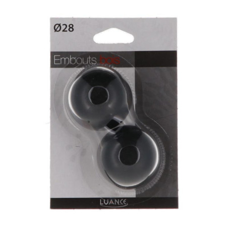 Embout boule x 2 d28 - noir mat