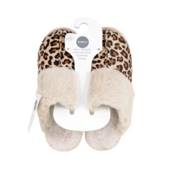 Mule leopard contour effet fourr