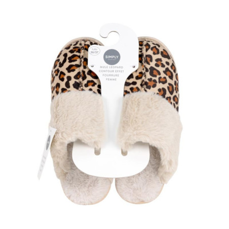 Mule leopard contour effet fourr