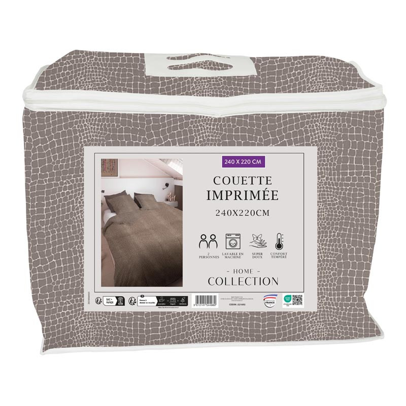 Couette imprimee taupe 240x220