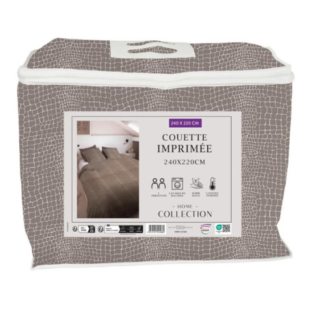 Couette imprimee taupe 240x220