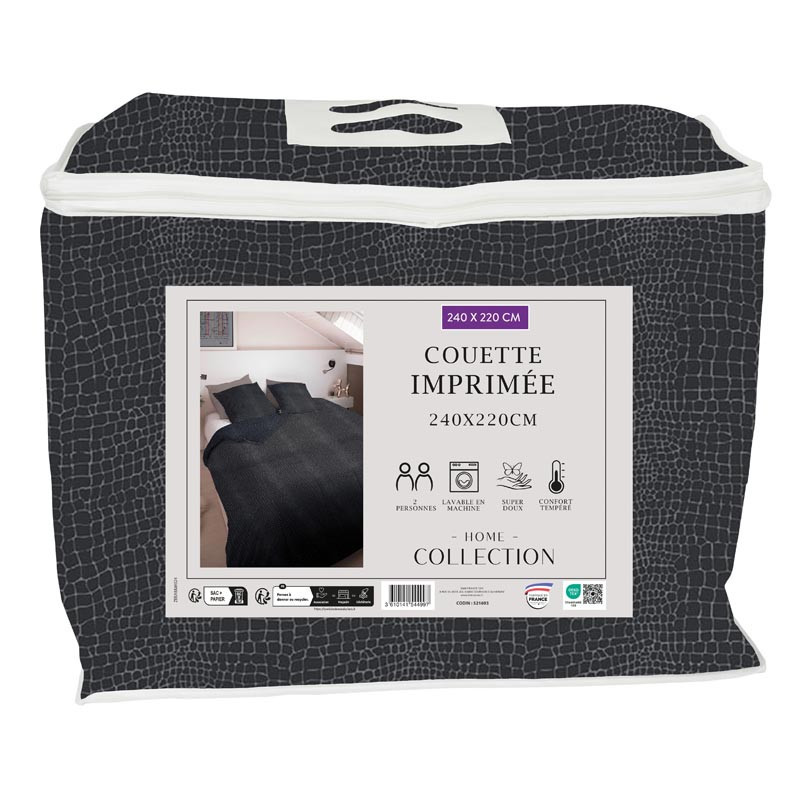 Couette imprimee noir 240x220