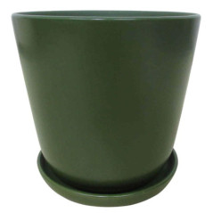 Pot ceram avec soucoupe gm vert