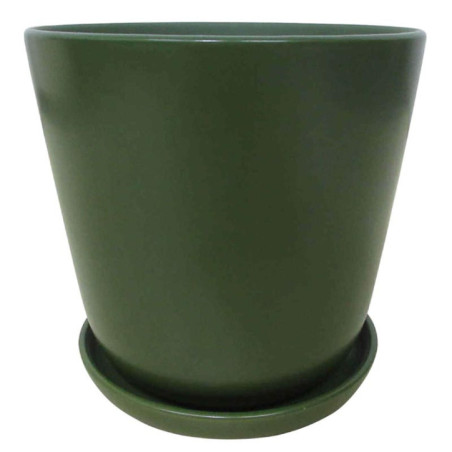 Pot ceram avec soucoupe gm vert
