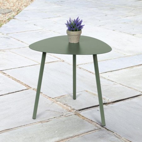 Table d'appoint forme galet vert