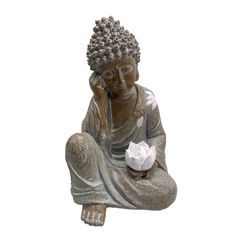 Statue solaire bouddha lotus