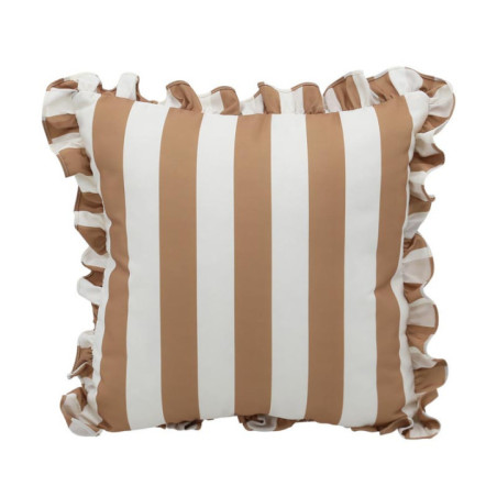 Coussin raye 43x43cm cafe