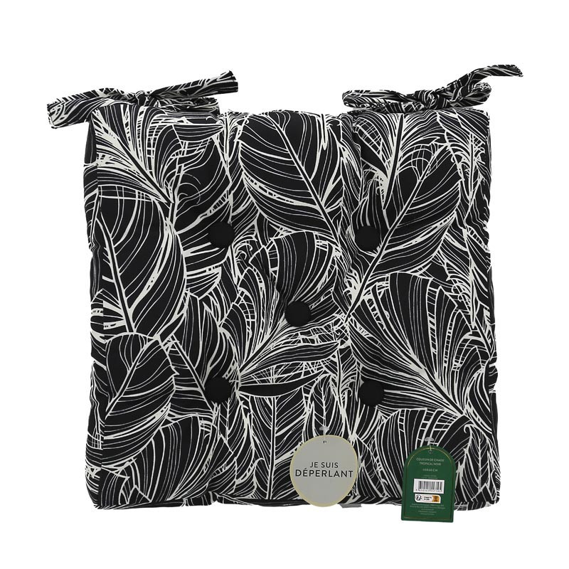 Coussin de chaise tropical noir