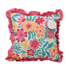 Coussin carre imprime/raye flora