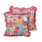 Coussin carre imprime/raye flora