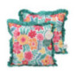 Coussin carre imprime/raye flora