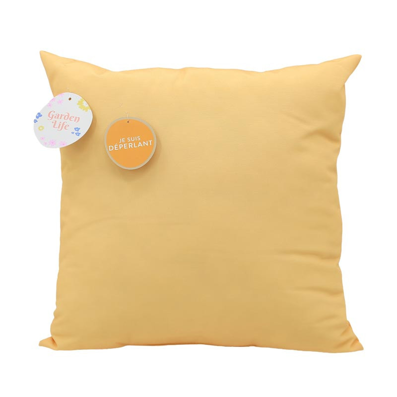 Coussin carre uni 43x43cm  jaune