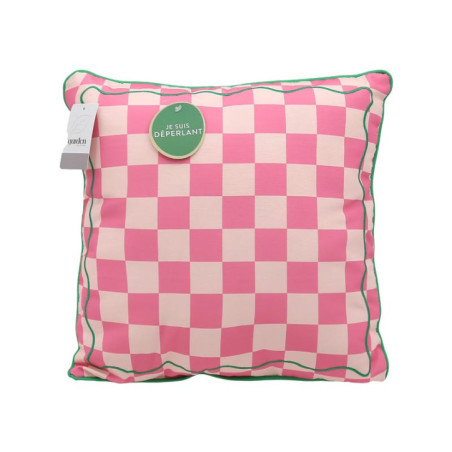 Coussin a carreaux ass rose/vert