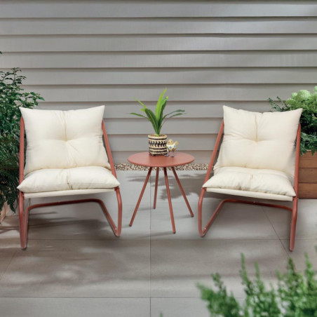 Set 3 pieces metal terracotta