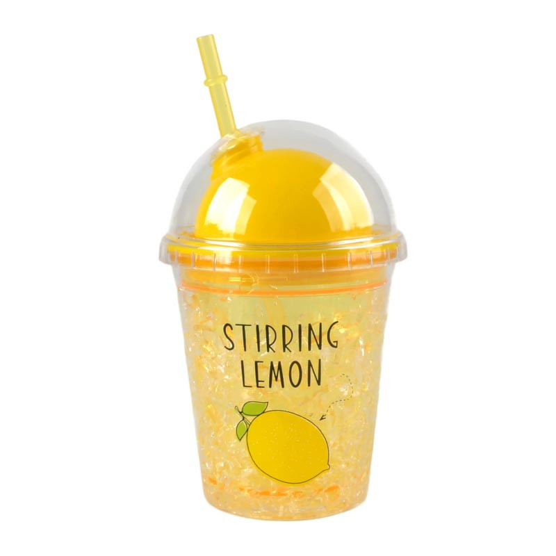 Gourde avec paille effet givre