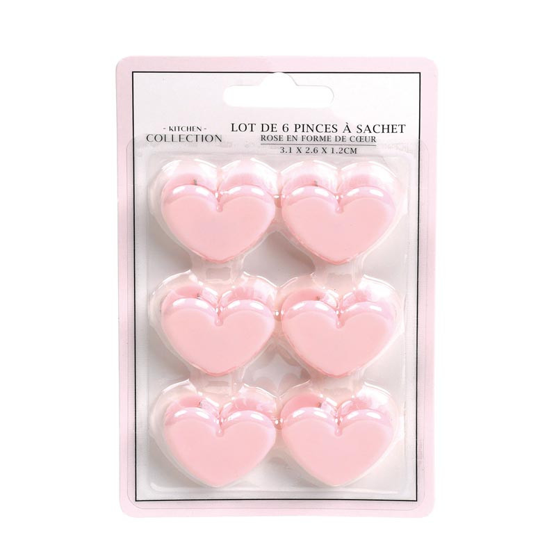 Pince a sachet coeur x6