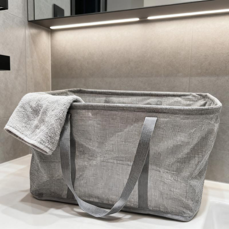 Sac a linge avec poignees gris