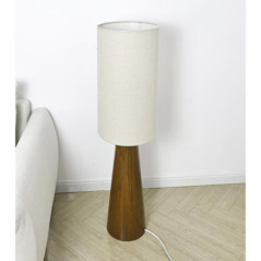 Grande lampe bois abat jour lin