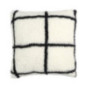 Coussin sherpa blanc carreaux no